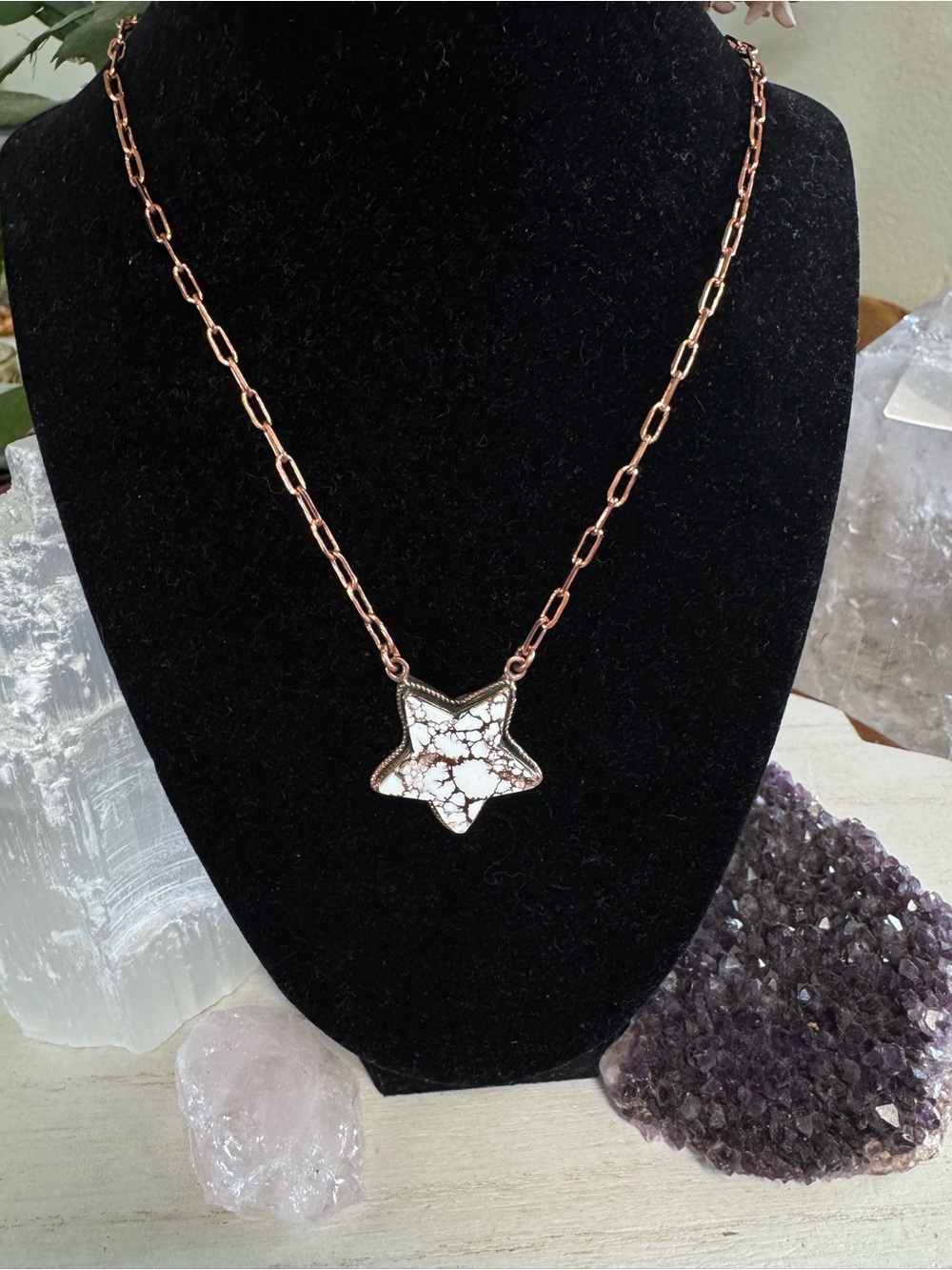 20” Wild Horse Stone Star Pendant COPPER Necklace - Southwestern Style